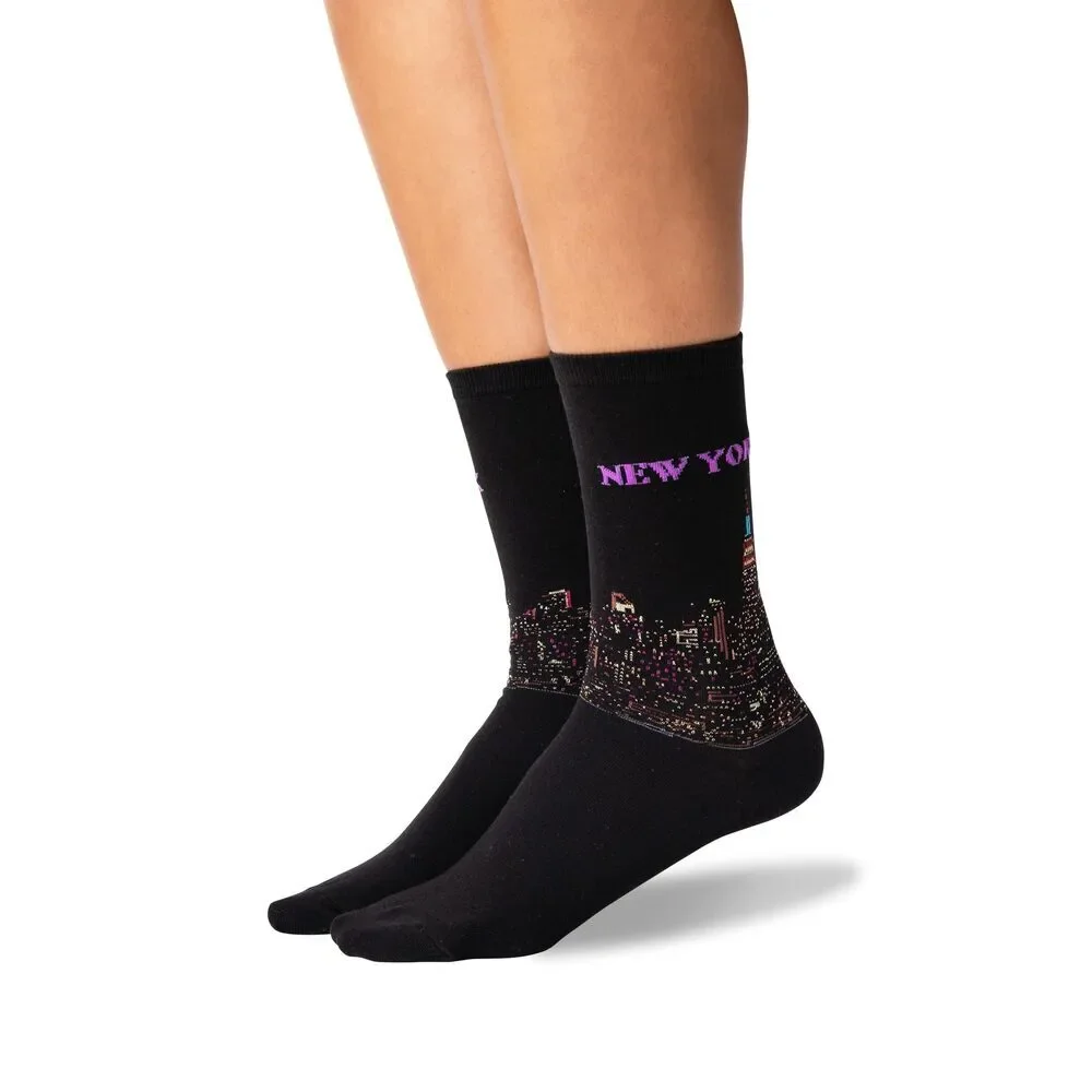 Hot Sox Women's Fun USA Travel & Cities Crew Socks-1 Pair Pack-Cool & Artistic